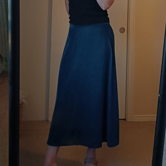 Ann Taylor Blue Velvet Midi A Line Skirt - Picture 3 of 5